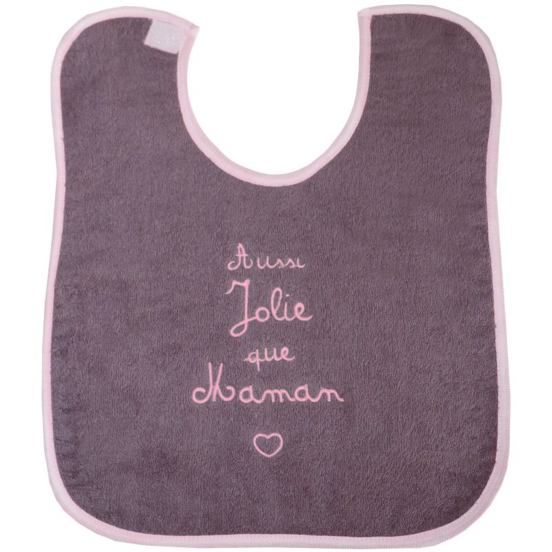 Bavoir Aussi jolie que maman taupe - rose BB & Co