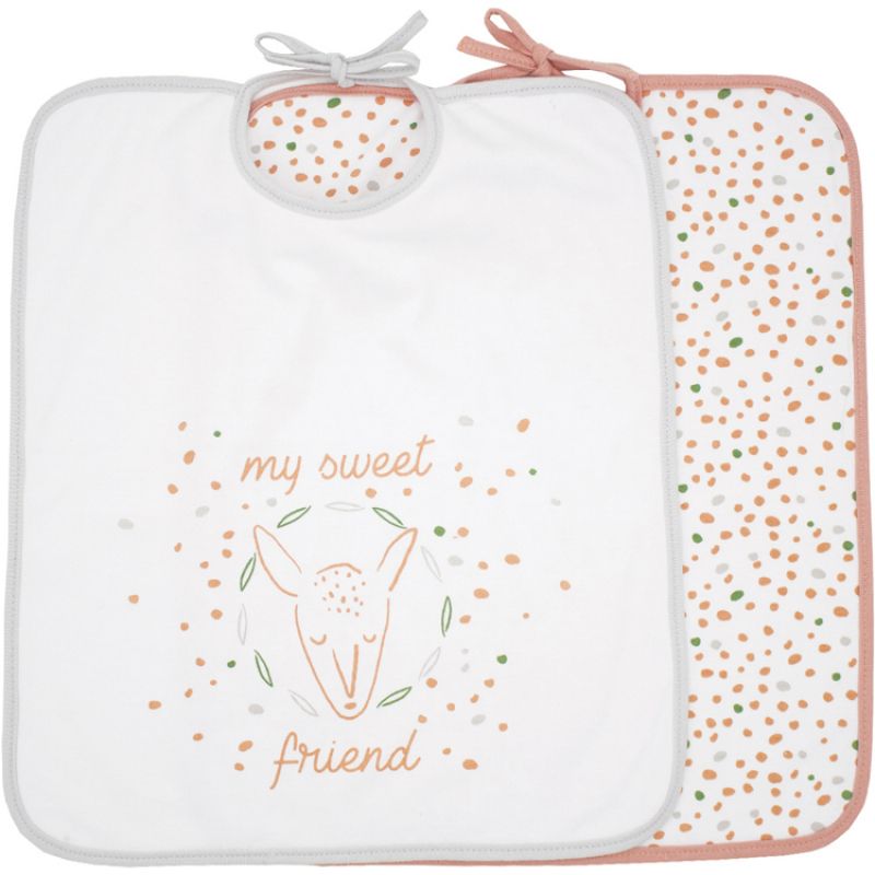 Lot de 2 bavoirs à nouer en coton bio My sweet friend Babycalin