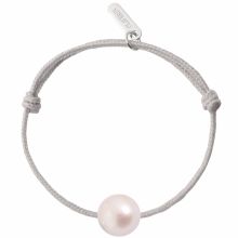 Bracelet bébé Baby Pearly cordon gris perle blanche 7 mm (or blanc 750°)  par Claverin