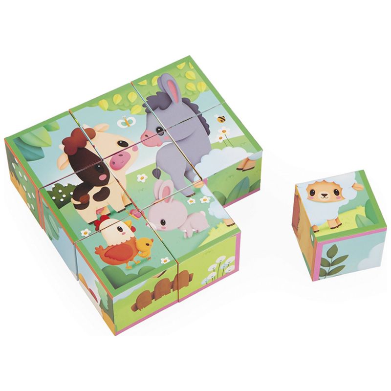 Puzzle cubes en bois Animaux de la Ferme Janod Produit 1