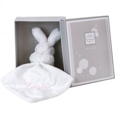 Doudou plat lapin rose (personnalisable)