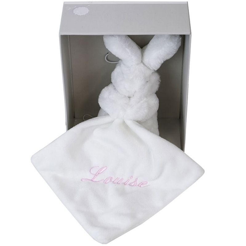 Doudou plat lapin rose (personnalisable) ANVIE Produit 1 grande taille