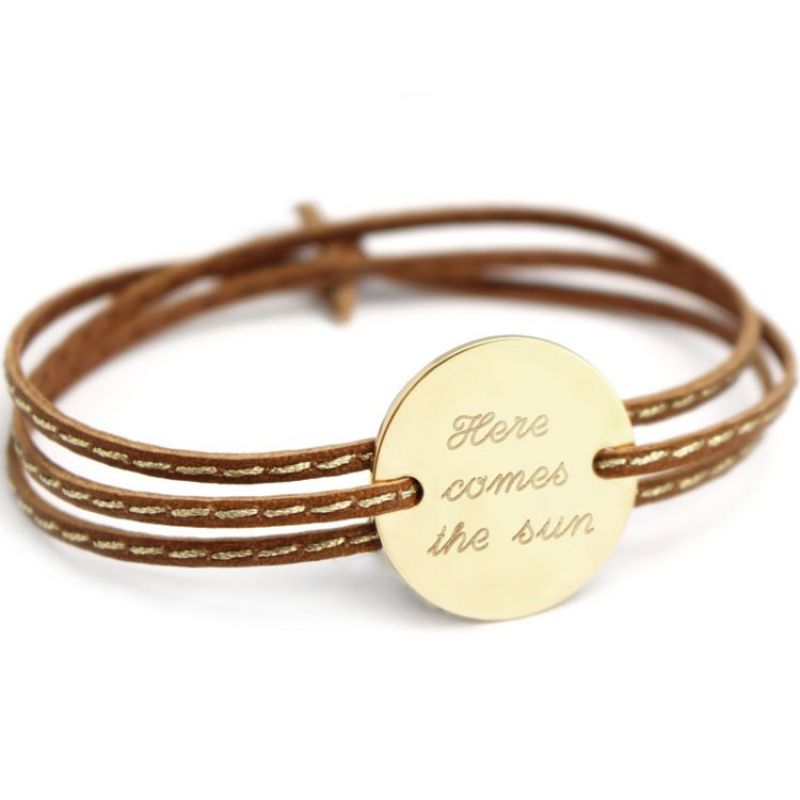 Bracelet cuir maman Amazone family (plaqué or) Petits trésors