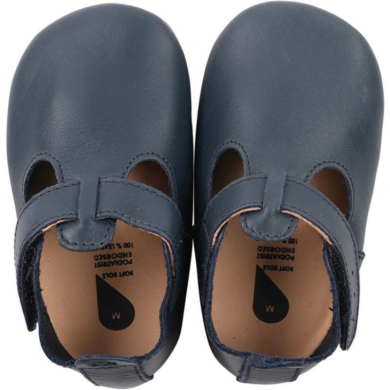 Chaussons bébé en cuir Soft soles Jack & Jill navy (3-9 mois) Bobux