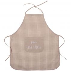 Tablier de cuisine coton enduit Futur chef étoilé carreaux nude - BB & Co