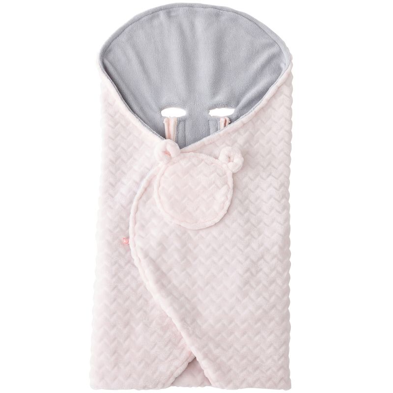 Couverture nomade Groloudoux Mix & Match Rose clair et gris (120 x 100 cm) Noukie's