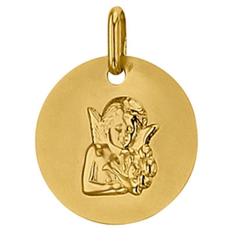 Médaille ronde Ange de Raphaël 16 mm (or jaune 750°) Premiers Bijoux
