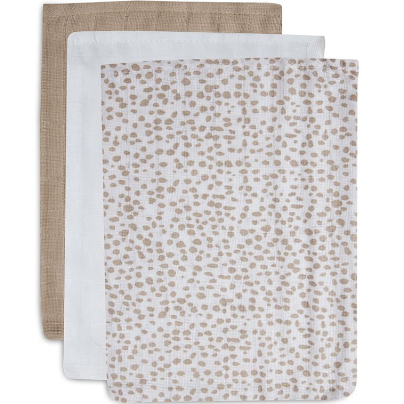Lot de 3 gants de toilette en coton bio Dotted Jollein