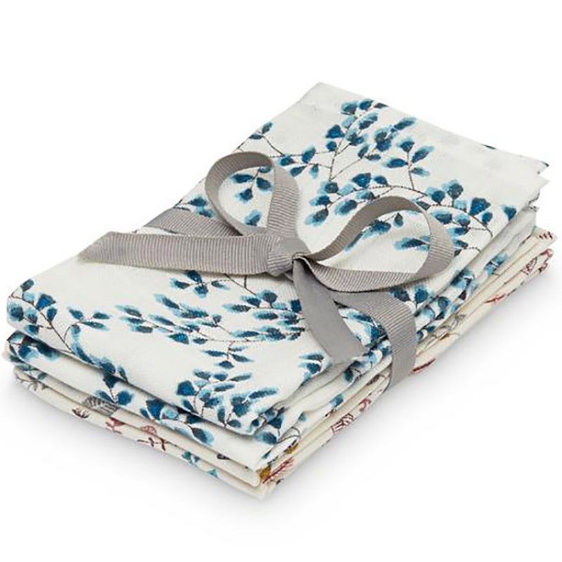 Lot de 4 mini langes en coton bio Pressed Leaves-Fiori (30 x 30 cm) Cam Cam Copenhagen