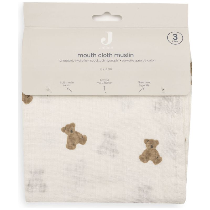 Lot de 3 mini langes Mini Teddy Bear (31 x 31 cm) Jollein Packaging 7