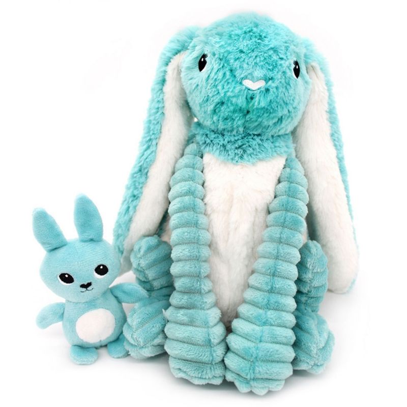 Peluche Lapin maman et bébé Les Ptipotos Aqua (25 cm) Les Déglingos Produit 1