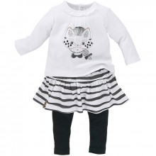 Ensemble tee-shirt manches longues et jupe legging So Trendy noir et blanc (24 mois : 86 cm)  par Sucre d'orge