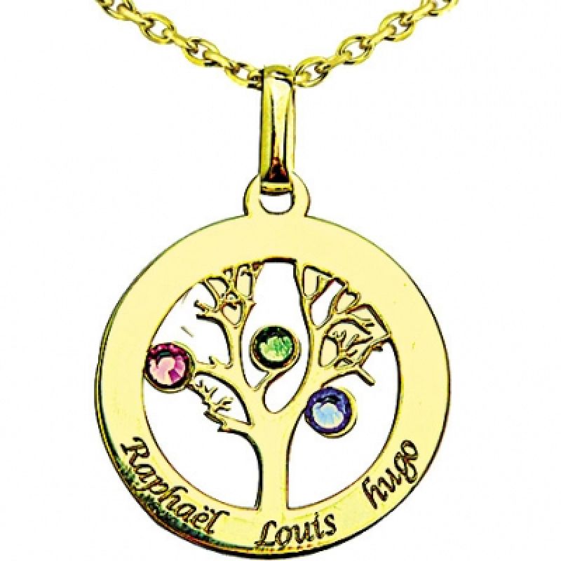 Pendentif arbre de vie avec Swarovski (or jaune 375°) Louis de l'Ange