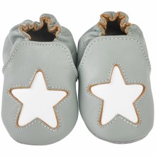 Chaussons cuir Cocon étoile gris (6-12 mois)  par Noukie's