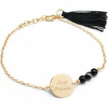 Bracelet femme Bahia noir plaqué or (personnalisable)  par Petits trésors