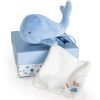 Coffret peluche avec doudou baleine bleue (15 cm) - Doudou et Compagnie