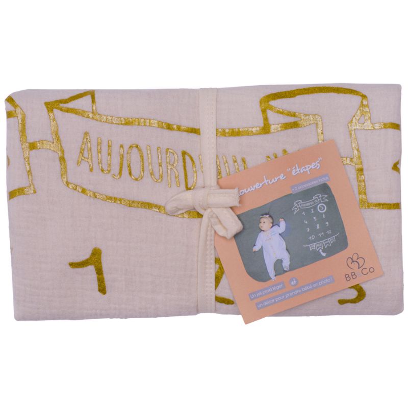 Couverture décor pour photos et 2 accessoires écru et biscuit BB & Co Produit 1