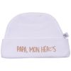 Bonnet doublé pur coton Papa mon héros blanc BB & Co Produit 1