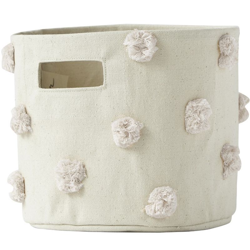 Panier de toilette pompons rose poudré (20 x 18 cm) Pehr 