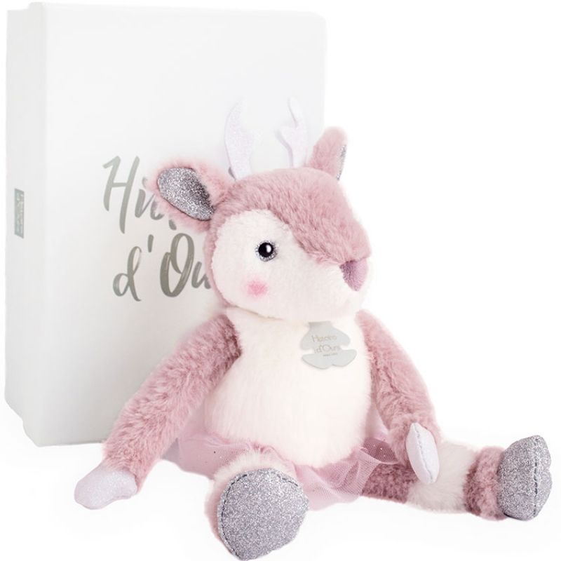 Peluche Eléa l'élan Happy Family rose (25 cm) Histoire d'Ours