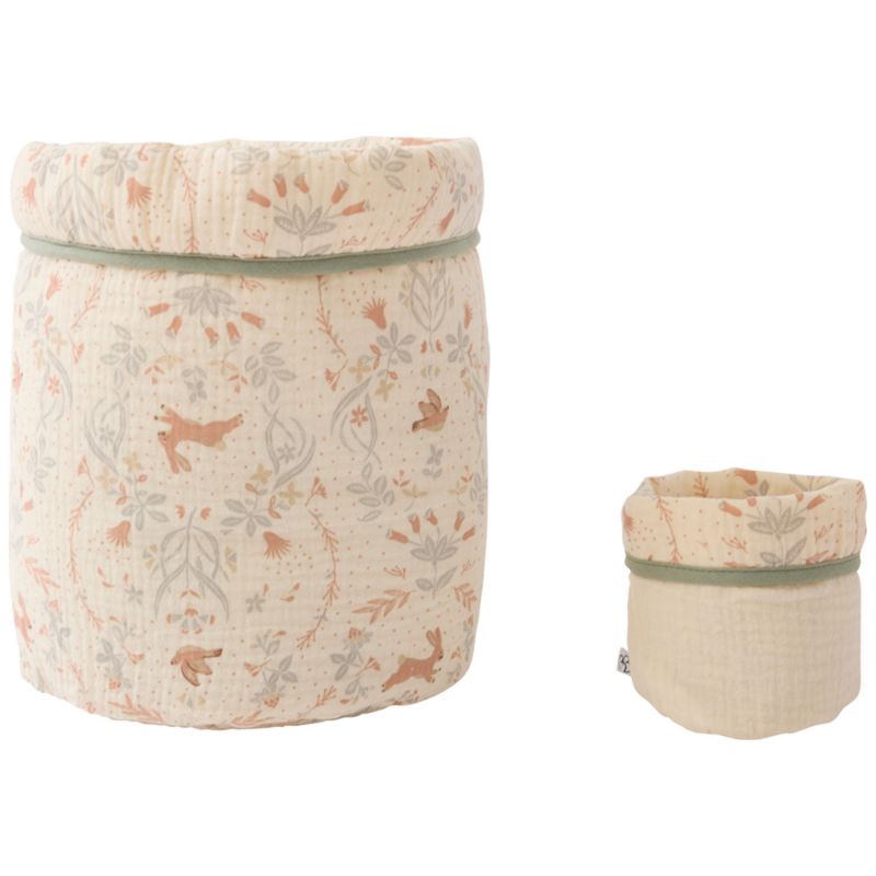 Set 2 corbeilles de rangement jardin enchanté et ivoire et vert de gris BB & Co Produit 1