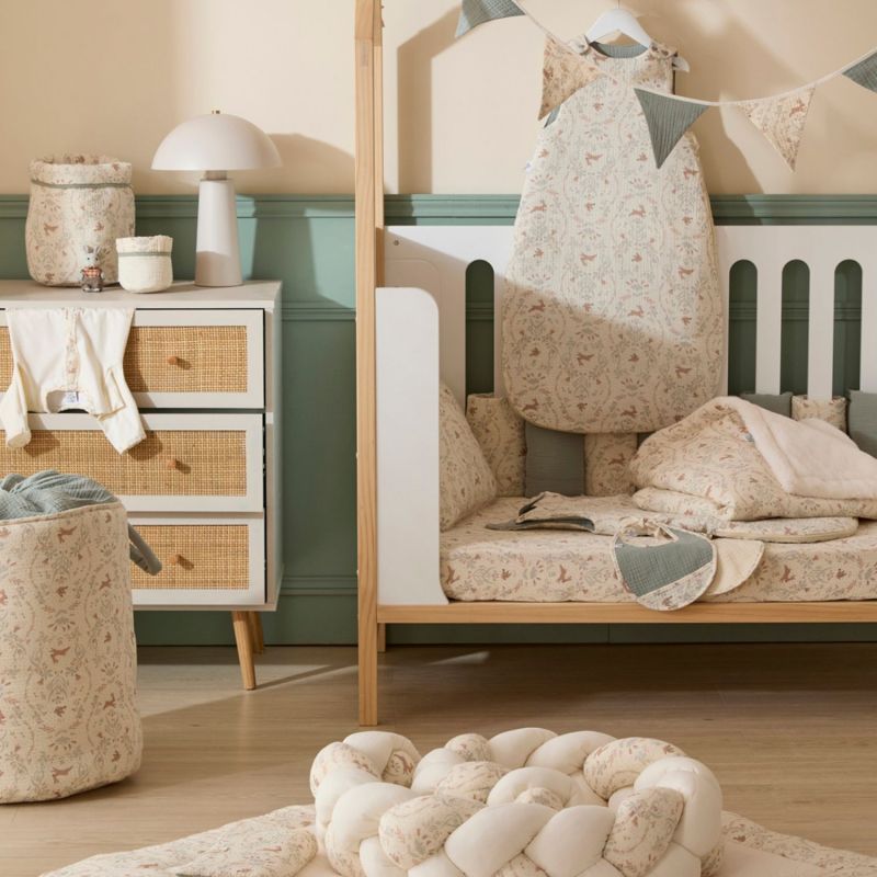 Set 2 corbeilles de rangement jardin enchanté et ivoire et vert de gris BB & Co Ambiance 3