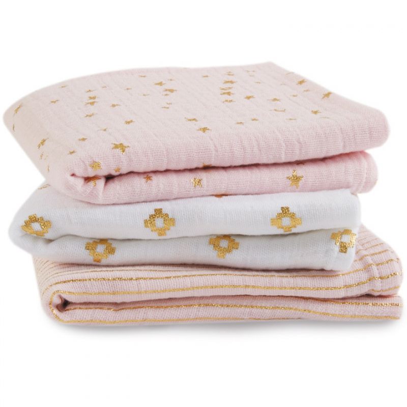 Lot de 3 langes Musy Metallic primrose et gold (70 x 70 cm) aden + anais