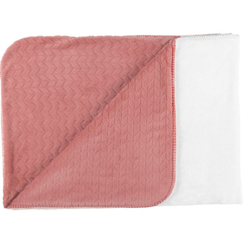 Couverture Groloudoux corail et blanc (100 x 140 cm) Noukie's