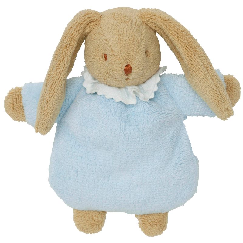 Peluche hochet Lapin nid d'ange ciel et pochette de rangement en coton (20 cm) Trousselier