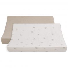 Lot de 2 housses de matelas à langer Tender Beige-Clover (45 x 70 cm) - Baby's Only
