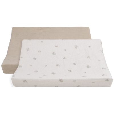 Lot de 2 housses de matelas à langer Tender Beige/Clover (45 x 70 cm)  par Baby's Only