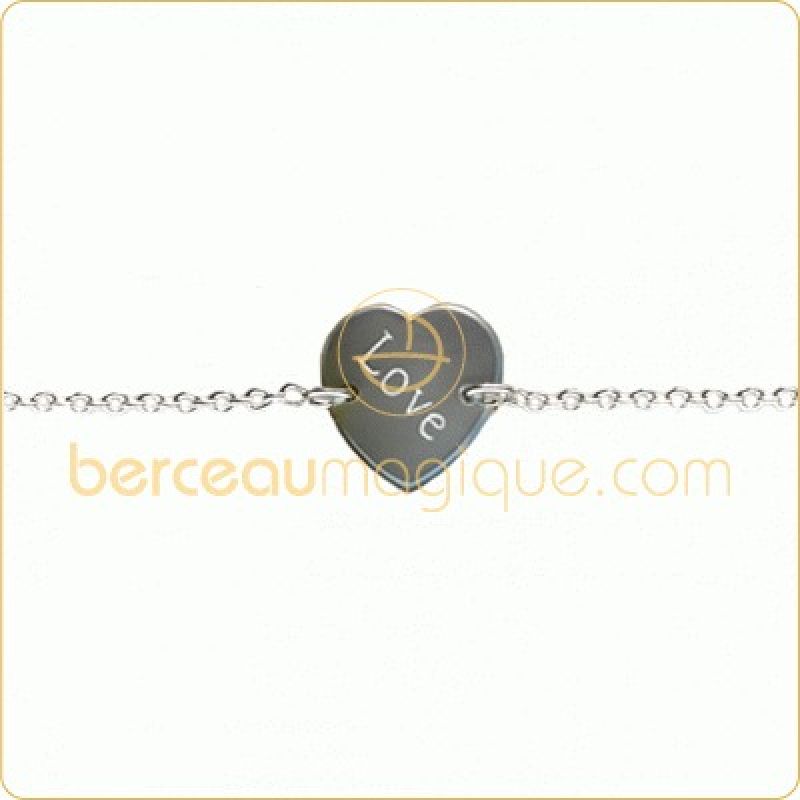 Bracelet coeur de nacre grise Petits trésors