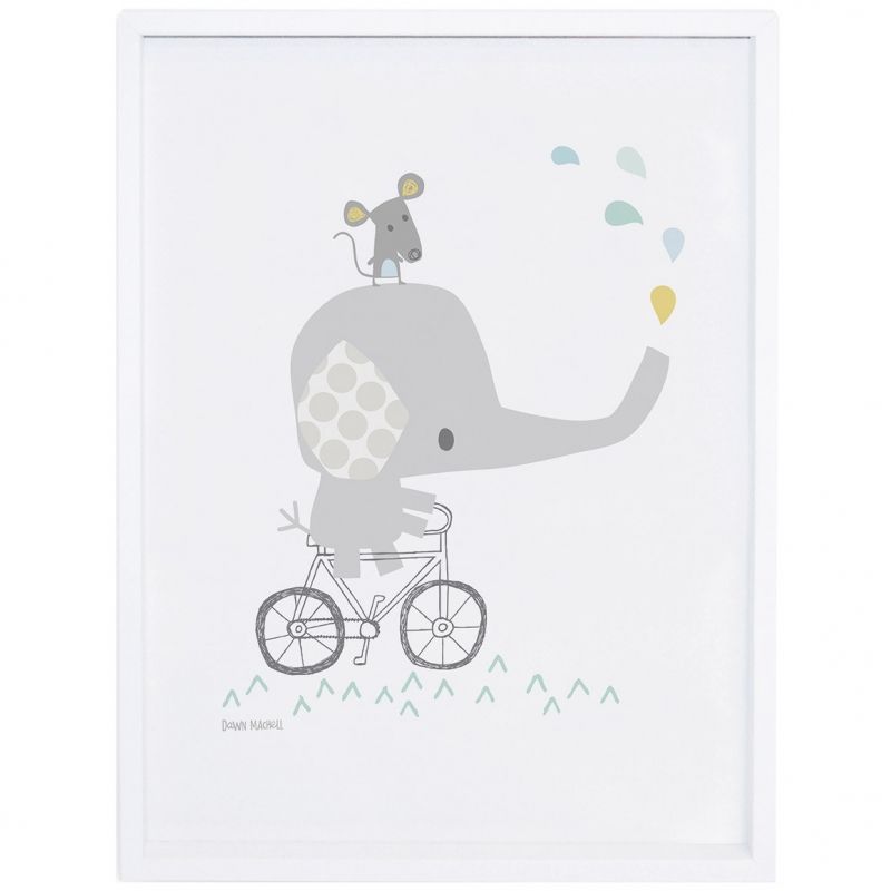 Affiche encadrée éléphant Smile, it's raining by Dawn Machell (30 x 40 cm) Lilipinso
