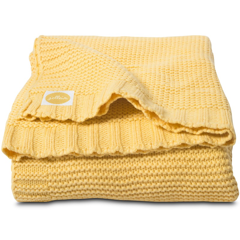 Couverture en coton tricot Chunky jaune (75 x 100 cm) Jollein