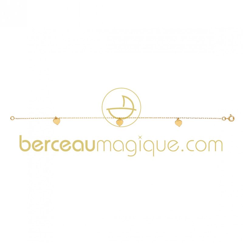 Bracelet breloque 3 coeurs lisses Berceau magique bijoux