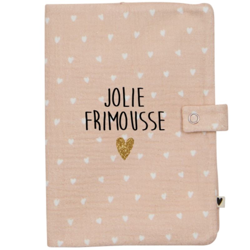 Protège carnet de santé Gaze Cœurs Beige (personnalisable) Atelier Wagram Produit 1