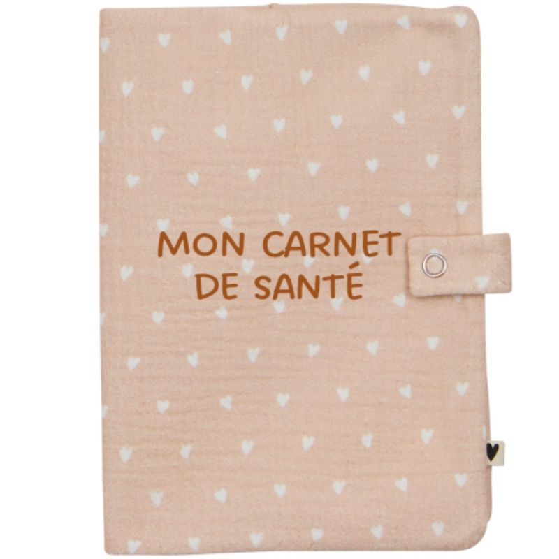 Protège carnet de santé Gaze Cœurs Beige (personnalisable) Atelier Wagram Produit 3