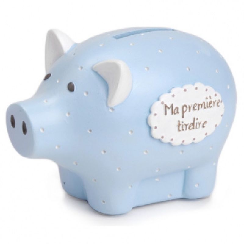 Tirelire Ma première tirelire cochon bleu à pois (8 x 12 cm) Amadeus Les Petits