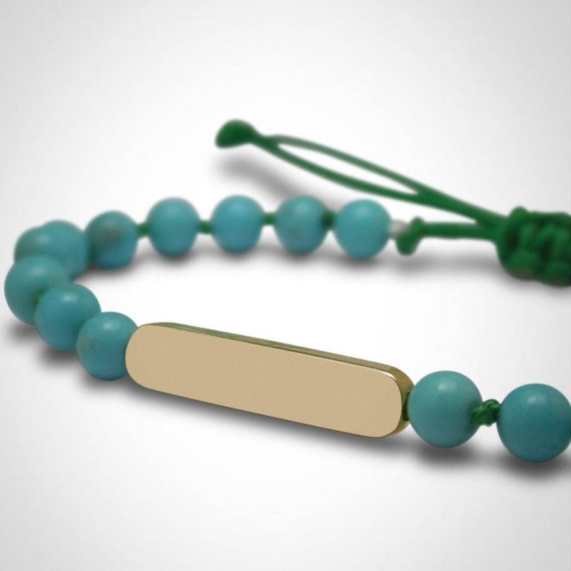 Bracelet Maracas perles (or jaune 750° et turquoise) Mikado