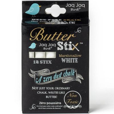 Pochette de 12 craies blanches Butterstix zéro poussière Jaq Jaq Bird