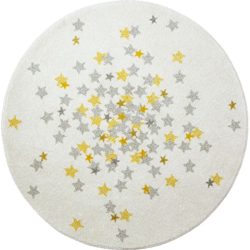 Tapis rond Nova jaune et gris (120 cm) AFKliving