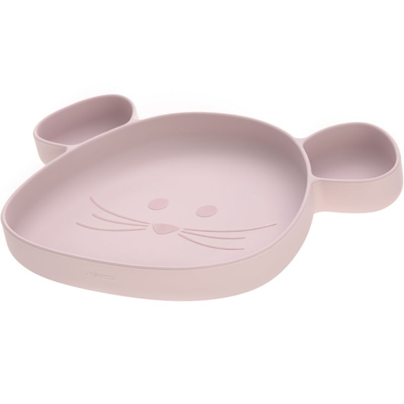 Assiette à compartiments en silicone souris rose Little Chums Lässig