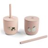 Lot de 2 gobelets à paille en silicone Tiny farm Rose Done by Deer Produit 1