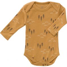 Body manches longues en coton bio Woods spruce yellow (6-12 mois : 67 à 74 cm) - Fresk