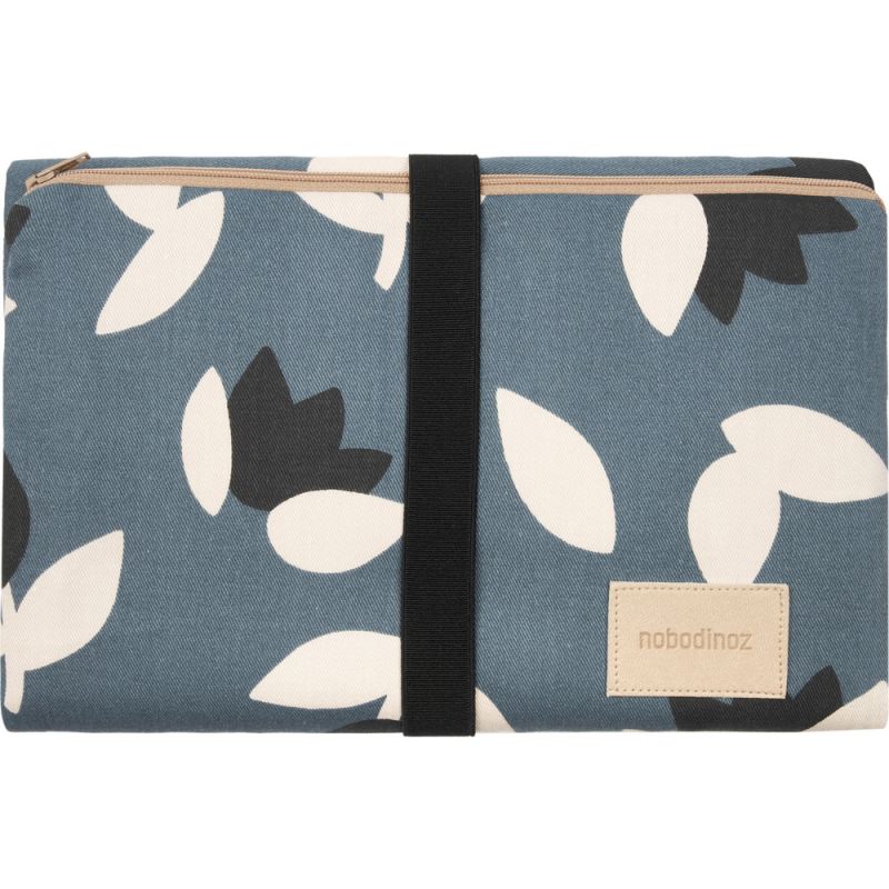 Tapis à langer imperméable Hyde Park tapis Blue Black Tulips Nobodinoz