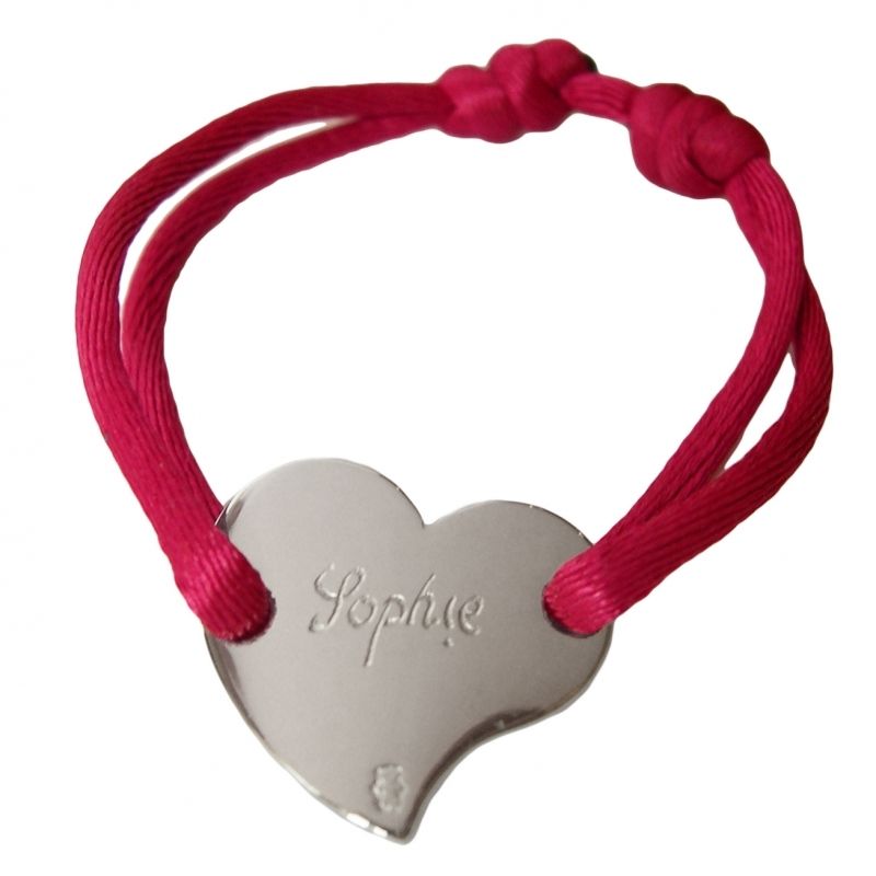 Bracelet cordon coeur 15 mm (or blanc 750°) Loupidou