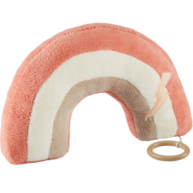 Arc-en-ciel en bambou corail taupe (mélodie au choix) Pouce et Lina