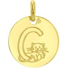 Médaille C comme chat personnalisable (or jaune 750°)  par Maison Augis
