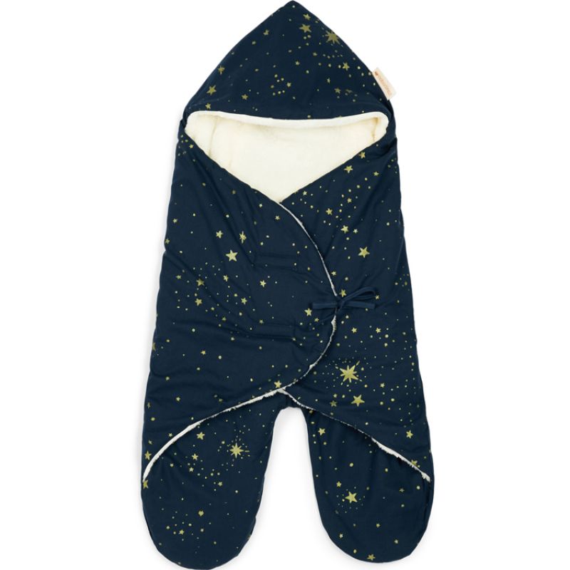 Couverture nomade Kiss me Gold stella bleu (80 x 35 cm) Nobodinoz