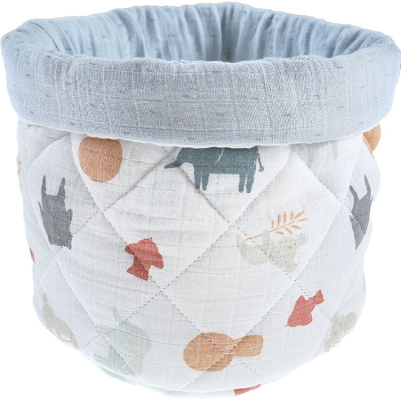 Panier de toilette en mousseline de coton bio Jungle (23 x 20 cm) Noukie's